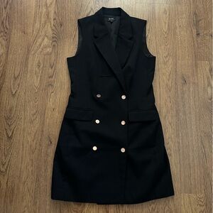 Bardot Black Vest with Gold Accents dress sleeveless size 8 v neck casual career